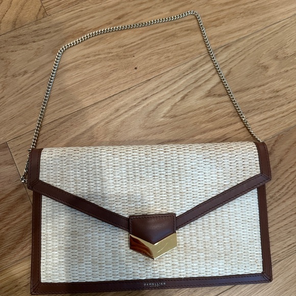 DeMellier Tokyo Raffia/Tan Brown Shoulder Bag Clutch Envelope - Picture 4 of 9